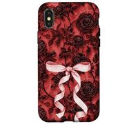 Bow Dark Moody Lacey Black Rose Print Romantic Gothic Girl Case for iPhone X/XS