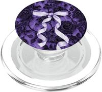 Bow Dark Moody Lacey Purple Rose Print Romantic Gothic Girl PopSockets PopGrip for MagSafe