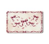 Bow Design Dish Drying Mats for Kitchen Counter, Peach Floral Absorbent Rubber Dish Drainer Rack Mat, Spring Pu Leather Drying Pad for Kitchen Counter Protector 12x20 Inch