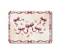 Bow Design Dish Drying Mats for Kitchen Counter, Peach Floral Absorbent Rubber Dish Drainer Rack Mat, Spring Pu Leather Drying Pad for Kitchen Counter Protector 18x24 Inch