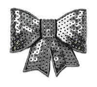 Bow Dimensional Iron-on Sequin Applique Silver