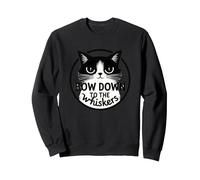 Bow Down to the Whiskers: Cat Lover's Quirky Graphic Sweatshirt, Adult Unisex, Black, M