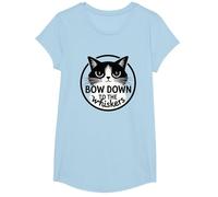Bow Down to The Whiskers: Cat Lover's Quirky Graphic T-Shirt, Girls, Baby Blue, Medium
