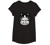 Bow Down to The Whiskers: Cat Lover's Quirky Graphic T-Shirt, Girls, Black, Medium