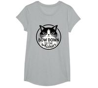 Bow Down to The Whiskers: Cat Lover's Quirky Graphic T-Shirt, Girls, Heather Grey, Medium