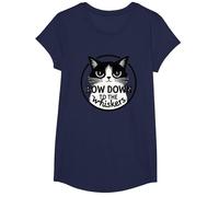 Bow Down to The Whiskers: Cat Lover's Quirky Graphic T-Shirt, Girls, Navy, Medium