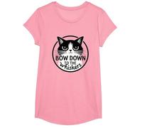 Bow Down to The Whiskers: Cat Lover's Quirky Graphic T-Shirt, Girls, Pink, Medium