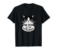 Bow Down to The Whiskers: Cat Lover's Quirky Graphic T-Shirt, Men, Black, M
