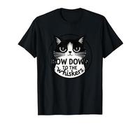 Bow Down to The Whiskers: Cat Lover's Quirky Graphic T-Shirt, Men, Black, S