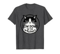 Bow Down to The Whiskers: Cat Lover's Quirky Graphic T-Shirt, Men, Dark Heather Grey, M