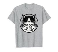 Bow Down to The Whiskers: Cat Lover's Quirky Graphic T-Shirt, Men, Heather Grey, M
