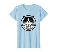 Bow Down to The Whiskers: Cat Lover's Quirky Graphic T-Shirt, Women, Baby Blue, M