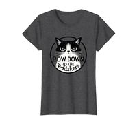 Bow Down to The Whiskers: Cat Lover's Quirky Graphic T-Shirt, Women, Dark Heather Grey, M