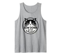 Bow Down to The Whiskers: Cat Lover's Quirky Graphic Tank Top, Men, Heather Grey, XL
