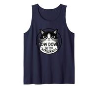 Bow Down to The Whiskers: Cat Lover's Quirky Graphic Tank Top, Men, Navy, L