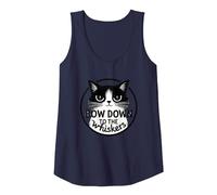 Bow Down to The Whiskers: Cat Lover's Quirky Graphic Tank Top, Women, Navy, L