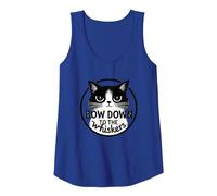 Bow Down to The Whiskers: Cat Lover's Quirky Graphic Tank Top, Women, Royal Blue, XXL