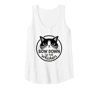 Bow Down to The Whiskers: Cat Lover's Quirky Graphic Tank Top, Women, White, M
