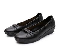 Bow Dressy Shoes for Women Lightweight Non Slip Low Top - Round Closed Toe Faux Leather Dolly Shoes - Rubber Soft Sole Comfortable Flats Shoes - Versatile Minimal Durable Casual Shoes Black