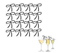 Bow Drink Markers Wine Glass Charms Acrylic Bow Drink Tags for Cocktails Wedding Party Favors Black Bowknot Drink Tag for Bachelorette Birthday Party Accessory Tasting Party Decor Supplies 12Pcs