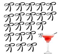 Bow Drink Tag - 20pcs Black Bow Wine Marker | Drink Labels Wine Decorations | Drivi Changing Acrylic | Cups Decoration, Decorative Labels For Cocktail Cup By C