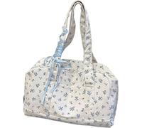 Bow Duffle Bag Canvas Waterproof Large-Capacity Flower Tote Bag | Cute Carry On Soft Luggage Storage for Beach Yoga Workout Hospital