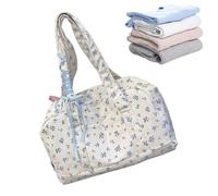 Bow Duffle Bag Waterproof Canvas Shoulder Purse Flower Tote Bag with Bow | Cute Weekender Pouch, Carry On Luggage Storage for Women, Men, Girls