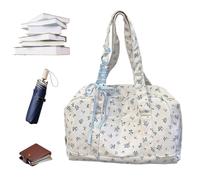 Bow Duffle Bag Waterproof Canvas Shoulder Purse Flower Tote Bag with Bow | Soft Weekender Pouch, Carry On Luggage Storage for Women, Men, Girls