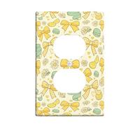 Bow Duplex Outlet Covers Wall Plate, Spring Joyful Lemon Chrysanthemum Spring Yellow Plastic Standard Size Wall Plates for Electrical Outlets for Bedroom Bathroom Kitchen Entrance Decor