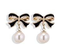 Bow Earrings Dainty Pearl Bow Earrings Bowknot Christmas Earrings for Women Valentines Day Wedding Party Daily Jewelry, imitation pearl