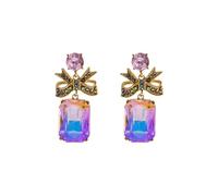 Bow Earrings for Women Crystal Bow Earrings Trendy Rhinestone Gold Bow Earrings Pink Blue Red White Luxury Crystal Drop Earrings Party Wedding Bride Jewelry Gifts, One Size, Rhinestone, No Gemstone