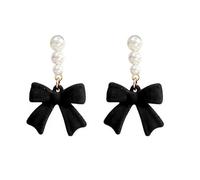 Bow Earrings for Women Red Ball Bow Earrings Pearl Bow Drop Earrings Anniversary Chrsitmas Valentine's Jewelry Holiday Gift for Women, Metal, No Gemstone