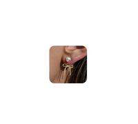 Bow Earrings for Women Ribbon Dangle Stud Earrings Bow Jewelry Trendy Stuff Christmas Gifts, Brass, No Gemstone