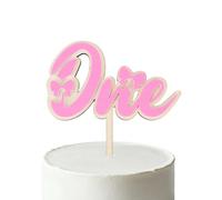 Bow First Birthday Cake Topper, Wooden One Piece Cake Decor Decoration for Baby Shower 1st Birthday Party Supplies Gender Reveal Photo Prop Sign