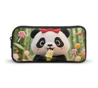 Bow - Freckle Panda Pencil Case - Large Aesthetic Makeup Bag Multi-Purpose Pencil Pouch Cute Cosmetic Bag with Zipper Closure for Office, Home, Study & Travel