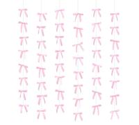 Bow Garland - 6PCS Coquette Room Decor, Bow Birthday Decorations, Pink Party Decorations, Tying The Knot Bridal Shower, Pink Baby Shower Decor, Bachelorette Decoration,3D Bow Hanging Decoration Party
