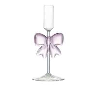 Bow Glass Taper Candle Holders, Glass Candlestick Holder Decor, Tea Candle Sticks, Pink Centerpieces for Christmas Events Parties Wedding Receptions Table Centerpiece Decorations