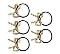 Bow Hair Bands - Decorative Hair Tie Set | 5X French Style Bow Ponytail Holders | Metal Ponytail Holders for Women | Stylish Hair Ties for Daily Wear, Casual & Shopping Outings