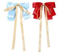 Bow Hair Clip Solid Color French Barrette with Long Silky Satin French Bow Hair Clip Soft Satin Silky Hair Bows Cute Gifts for Women Girls Stylish Trendy Hair Clips for All Occasions (B)