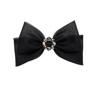 Bow Hair Clips Women's Crystal Diamond Hair Clips Mesh Bow Headdress for Birthday Party(Noir)