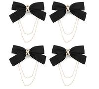 Bow Hairpins Metal Snaps Barrettes Hair Clips Accessories with Imitation Pearl Chains (Big bow)