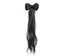 Bow Half Tied Synthetic Ponytail Clip, Fluffy Wavy Wig Braid Catch Clip, Party Dress Up Girl Extension Hair Accessories
