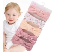 Bow Headbands for Little Girls 7.1 X 1.4 Inch 5 Pack Elastic Knot Hair
