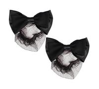 Bow Headdress Elastic Hair Snood Net 2pcs Cloth Black