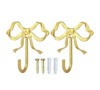 Bow Hooks - 4.7 Inch 2 Piece Decorative Purse Hanger for Neat Storage, Space-Saving Organization with Multi-Use Function, Wall Hook for Keys, Hats, Towels in Living Room, Bedroom, Nursery, Office