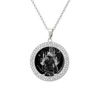 Bow Hunting Hunter Archery U.S. Flag Women's Necklaces Round Alloy Pendant Necklace Minimalist Jewelry