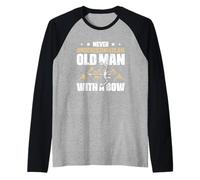 Bow Hunting Never Underestimate an Old Man with A Bow Raglan Baseball Tee