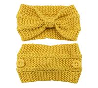 Bow Knitted Wide Headband Elastic Knotted Turban With Button Crochet Hair Bands Ear Warmer Soft For Head Wrap For Women Knotted Button Headband