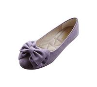 Bow-Knot Ballerinas Women's Round Toe Flat Shoes Slip On Moccasins Suede Loafer Dress Shoes Wear for Work Casual Shoes Single Shoes Women's Shoes Flat Shoes Slip On Shoes, purple, 7 UK
