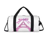Bow Knot Eiffel Tower Sport Duffel Bag with Shoes Compartment Overnight Weekender Bags Travel Gym Luggage Organizer for Women Men Kids Girls Boys